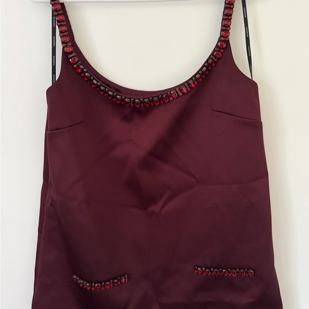 Retrofete Burgundy Embellished Mini Dress Reilly Dress in Port - Picture 5 of 9